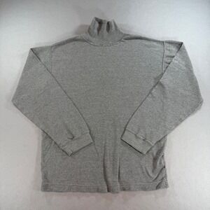 Timberland Mens Mock Neck Long Sleeve Shirt Gray Cotton Logo Size M